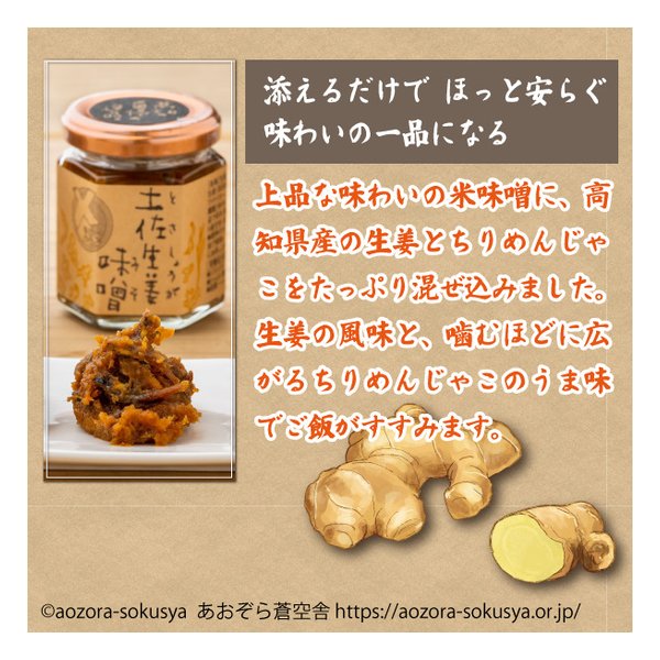 【マラソン期間数量限定クーポンあり＆15日は要エントリーで2人に1人ポイントバック！】あおぞら蒼空舎（アオゾラソウクウシャ）土佐生姜味噌 トサショウガミソ(2619299)