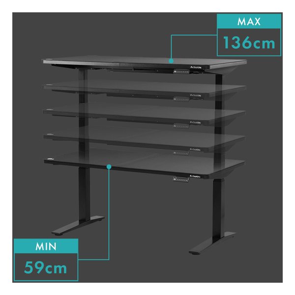 【30日は24時間限定クーポン配布】Bauhutte バウヒュッテ電動スーパーゲーミングデスク スーパーハイ 脚部/幅1400mm/ブラック BHD-1400FAH-BK(2648298)代引不可 [2]