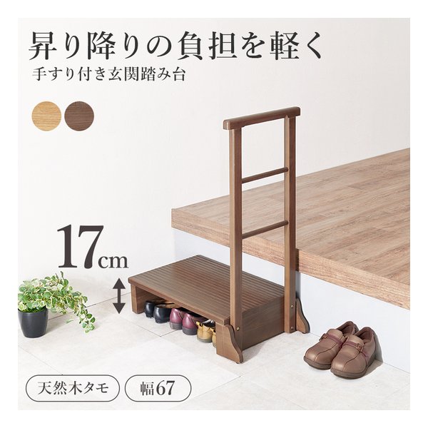 【エントリーで最大10万ポイント】萩原 ハギハラ手すり付き玄関踏み台 片側手すり/...