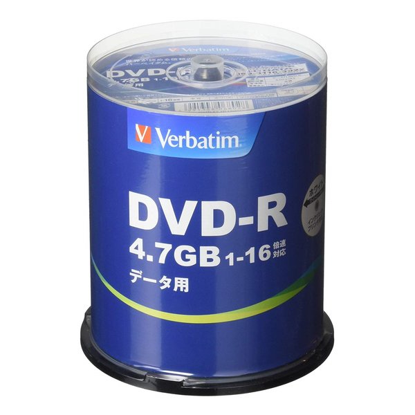 Verbatim バーベイタムデータ用DVD-R 4.7GB 1-16倍速 100枚スピンドル DHR47JP100V4(2362933)送料無料