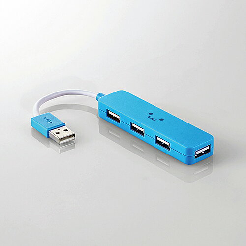ELECOM エレコム4ポート USB2.0HUB ブルー U2H-SN4NBF2BU(2426854)