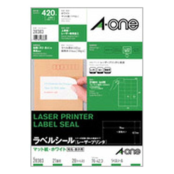 【大感謝祭特別クーポンあり！12/25は要エントリーで2人に1人ポイントバック！】A-one エーワンラベルシール マット紙・ホワイトA4 21面 20シート 420片 Q28383(0045347)