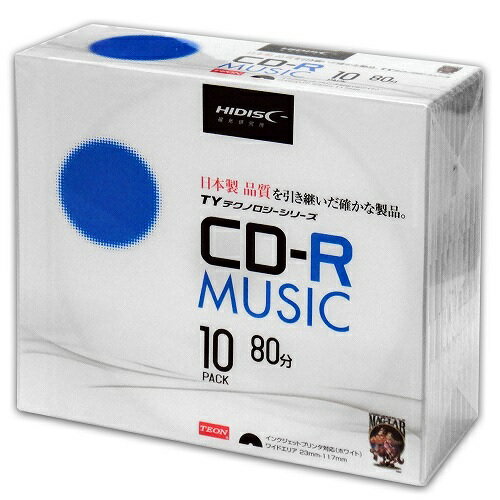 磁気研究所 ジキケンキュウジョHI-DISC CD-R 音楽用 48倍速 80分 5mmSlim 10枚 TYテクノロジー TYCR80YMP10SC(2424047)