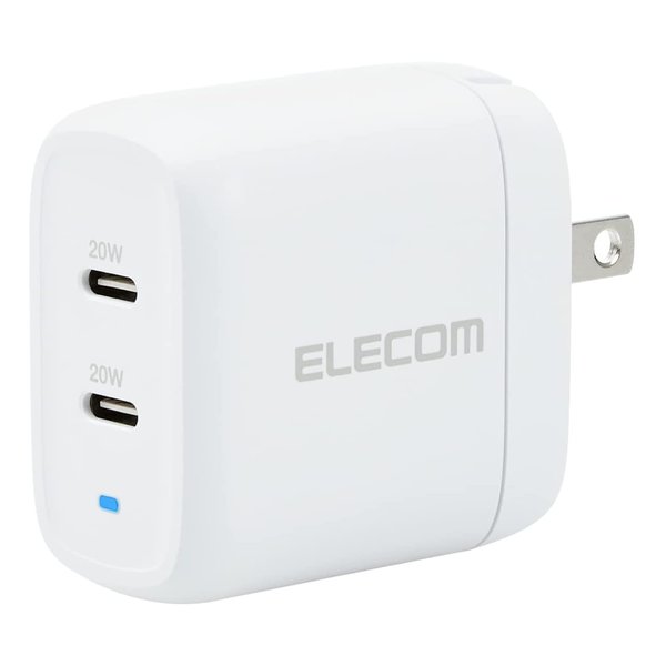 【30日は24時間限定クーポン配布】ELECOM エレコムAC充電器/USB充電器/USB Power Delivery対応 20W+20W タイプCポート×2...