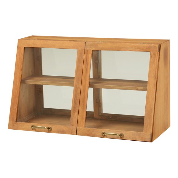 【10日は24時間限定クーポン配布】萩原 ハギハラカウンター上ガラスケース ナチュラル・幅60×奥行25×高さ35cm 2段タイプ MUD-6068NA(2519305)代引不可