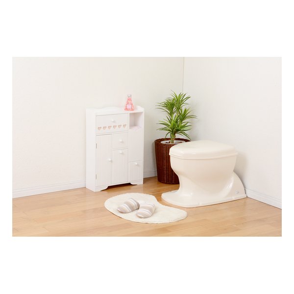 【20日は24時間限定クーポン配布！】萩原 ハギハラトイレ収納ラック ホワイト ハート柄 幅45cm