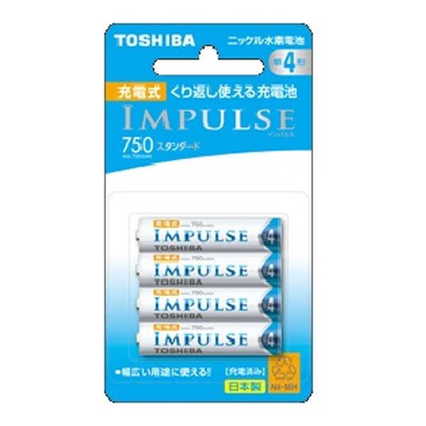 TOSHIBA 東芝東芝 ニッケル水素充電池 TNH-4ME4P 単4形4本入りパック TNH-4ME4P(2522478)送料無料 1