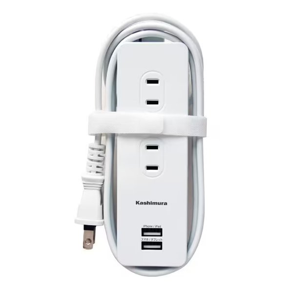 Kashimura カシムラ国内・海外兼用電源タップ Aタイプ AC4P USB2P 3A WH 1.2m WM-6(2568889)送料無料 1