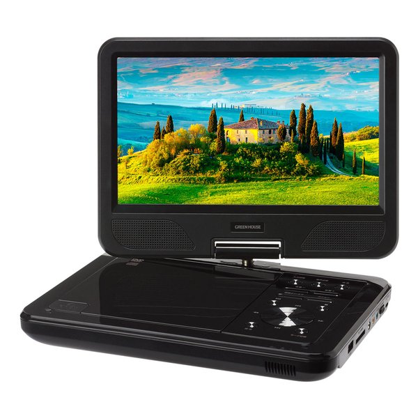 ポータブルDVDプレイヤー GREEN HOUSE グリーンハウス10型ワイド ポータブルDVDプレーヤー バッテリ ブラック GH-PDV10P-BK(2575707)送料無料