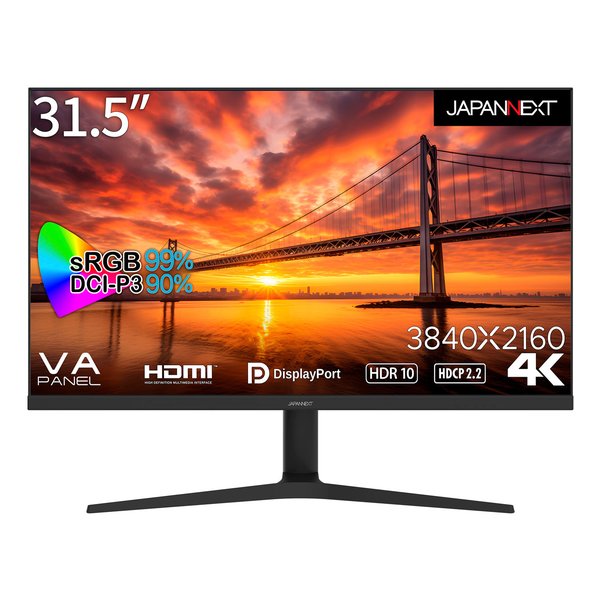 JAPANNEXT ジャパンネクスト液晶モニター 31.5型 4K 3840×2160 VAパネル 非光沢 HDR対応 HDMI×2 DP×1 JN-V3150UHDR-HSP(2583269)送料無料