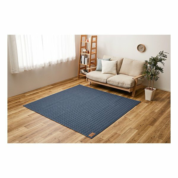 Rakuten - 【25日は24時間限定クーポン配布】萩原 ハギハラスウェットキルトラグ ココン 約130×190cm 洗濯可 ホットカーペットカバー ネイビー 240638030(2582457)代引不可