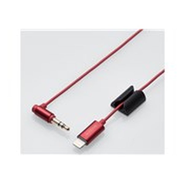 【15日は24時間限定クーポン配布】ELECOM エレコム車載用AUXケーブル Lightning-φ3.5オス L字 スリムデザイン 0.5m レッド MPA-CL35L05RD(2586126)送料無料