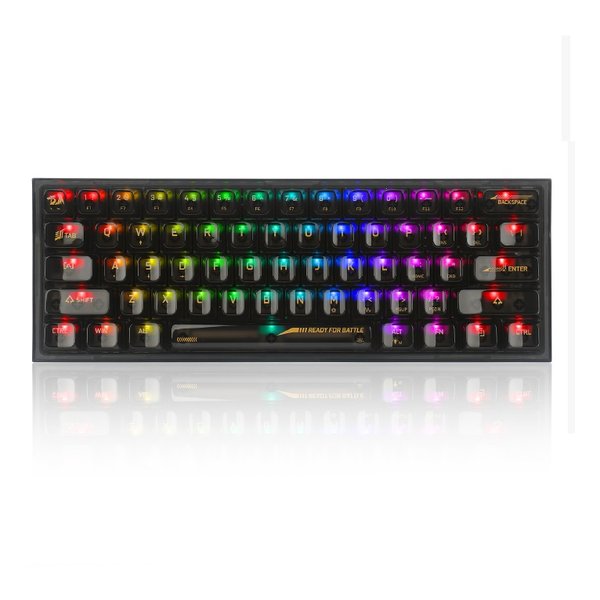 【18日は24時間限定クーポン配布！】REDRAGON レッドラゴンFIZZ RGB ゲーミングキーボード クリアブラック 英語コンパクト クリア軸 K617CTB-RGBTI(2588110)送料無料