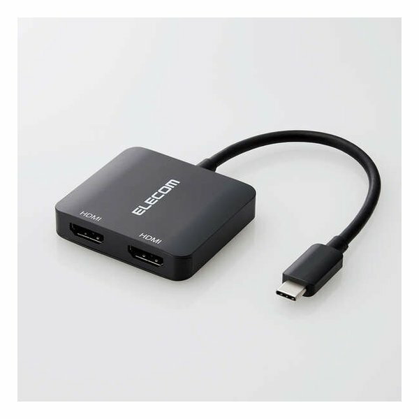 【15日は24時間限定クーポン配布！】ELECOM エレコムUSB Type-C - HDMI変換アダプター 2ポート/ケーブル12cm/ブラック AD-CHDMI2BK2(2637816)送料無料