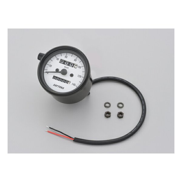 【15日は24時間限定クーポン配布】機械式スピードメーター φ60 ブラックボディ/ホワイトパネル 140km/h D15624(2500260)代引不可 送料無料