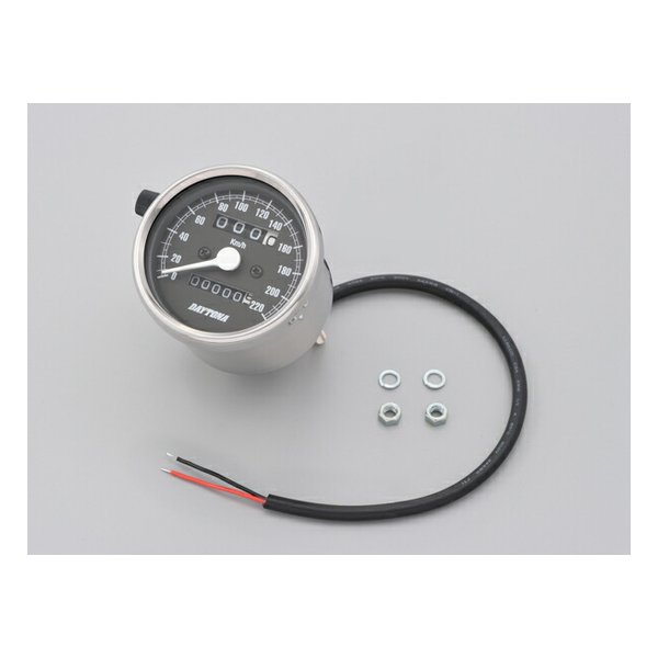 【5日は24時間限定クーポン配布】DAYTONA デイトナ機械式スピードメーター φ60 ステンレスボディ/ブラックパネル 220km/h D15634(2500269)代引不可 送料無料