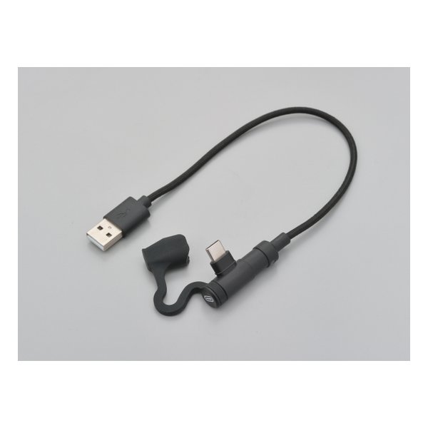 【30日は24時間限定クーポン配布】DAYTONA デイトナ充電ケーブル 20cm USB Type-A & Type-C Android対応 L字コネクター D15609(2502196)代引不可