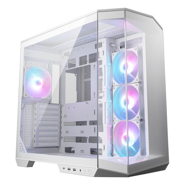 【10日は24時間限定クーポン配布】MSI エムエスアイMAG PANO 100R PZ WHITE 270度パノラマ強化ガラスパネル採用 ピラーレス ミドルタワー MAGPANO100RPZWHITE(2647293)代引不可 送料無料