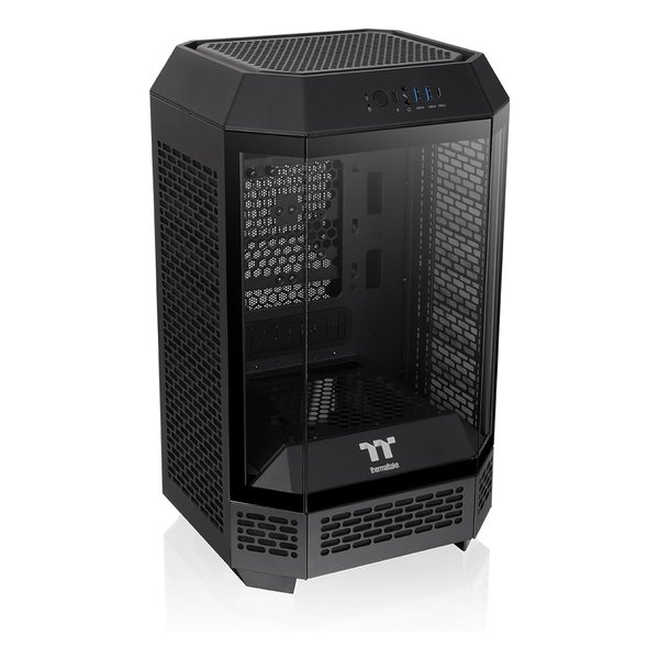 【15日は24時間限定クーポン配布】thermaltake サーマルテイクThe Tower 250 Black 3面強化ガラスパネル採用 八角柱型 Mini-ITX PCケース CA-1Z9-00S1WN-00(2646931)代引不可 送料無料