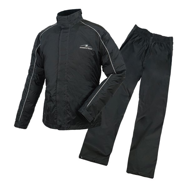 【5日は24時間限定クーポン配布】ROUGH&ROAD ラフアンドロードデュアルテックスコンパクトレインスーツ ブラック-S RR7811BK1(2567607)代引不可 送料無料