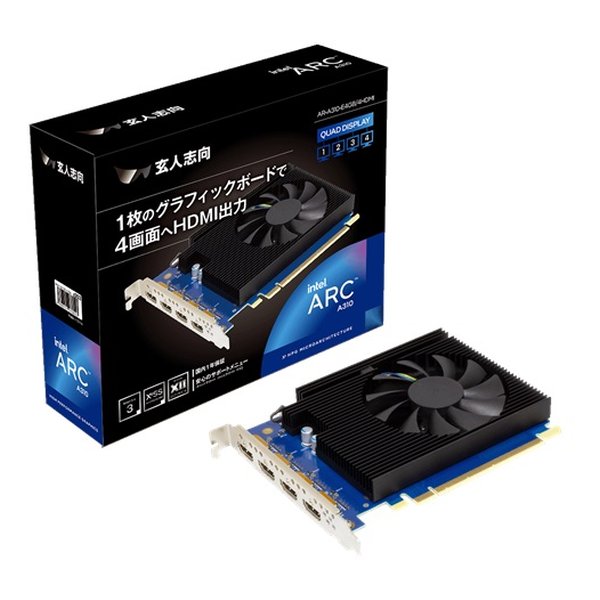 【25日は24時間限定クーポン配布】玄人志向 クロウトシコウIntel Arc 310搭載 HDMI 4ポート搭載 グラフィックボード AR-A310-E4GB/4HDMI(2658551)代引不可 送料無料