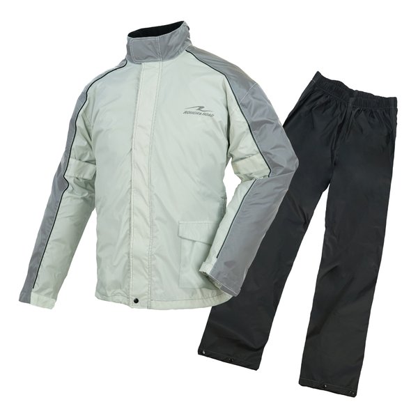 【10日は24時間限定クーポン配布】ROUGH&ROAD ラフアンドロードデュアルテックスコンパクトレインスーツ プラチナシルバー-LL RR7815SV4(2660258)代引不可 送料無料