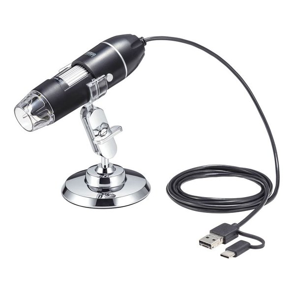 【5日は24時間限定クーポン配布】SANWA SUPPLY サンワサプライ200万画素 フルHD対応 USB顕微鏡 LPE-08BK(2663698)代引不可 送料無料