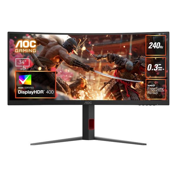 【10日はエントリーで最大5000P＆クーポン配布】AOC エーオーシー34インチ曲面ウルトラワイドゲーミングモニター 240Hz Fast VA CU34G4Z/11(2676066)代引不可 送料無料