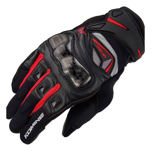 Rakuten - 【25日はエントリーで最大5000p＆クーポン配布】KOMINE コミネGK-224 CARBON LEATHER MGLV BK/RED L 06-224/BK/RD/L(2478365)代引不可 送料無料