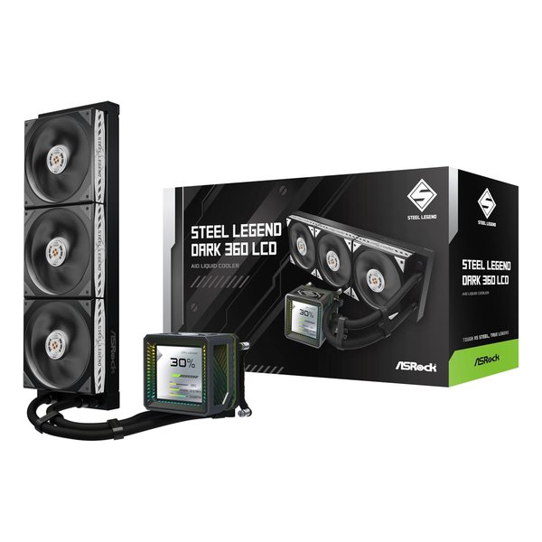 Other - 【20日は24時間限定クーポン配布】ASRock アスロックSteel Legend Dark 360 LCD 簡易水冷CPUクーラー ブラック 90-ASLA36-BAAGA5(2676393)送料無料