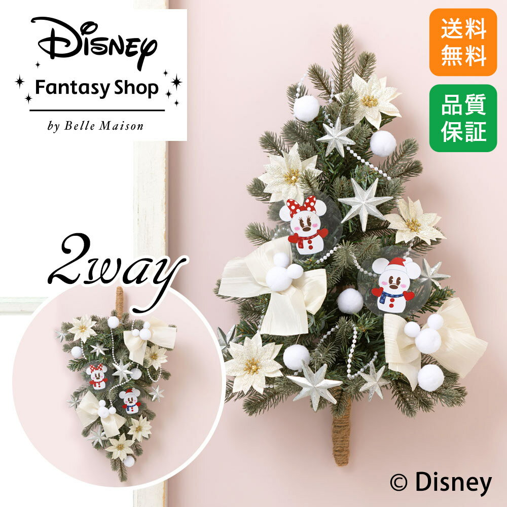 クリスマス ディズニー 2way 壁掛ツリーセット 「ホワイトクリスマス（ミッキー＆ミニー）」 プレゼント ギフト 花を贈る Christmas X’mas Xmas クリスマスギフト クリスマスプレゼント 2025 フラワーギフト お祝い 贈り物 送料無料のサムネイル
