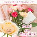 【イイハナ限定】バラ 花束 10本 誕生日 結婚祝い メッセージ レター・ローズ“Peach and Pink MIX” ～バラに気持ちを託して～ 花 ギフト お祝い 還暦祝い 生花 プレゼント 記念日 ギフト