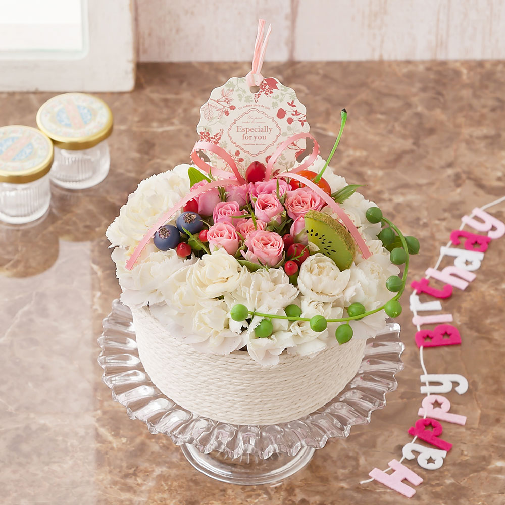 「フラワーケーキ～Happy Anniversary～」 誕生日 ギフト 花 還暦祝い 結婚記念日 生花 フラワー プレゼント お祝い 記念 アレンジメントフラワー