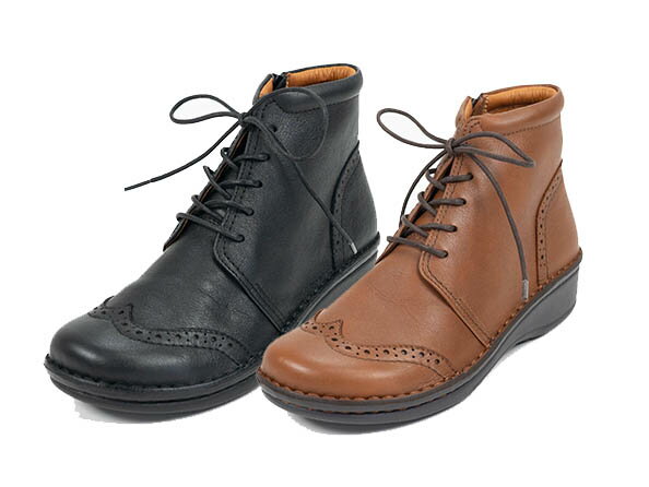 HPS　hps　外反母趾　健康靴　ブーツ　No.10724（ブラック、ブラウン）ウイングチップをあしらった新作..