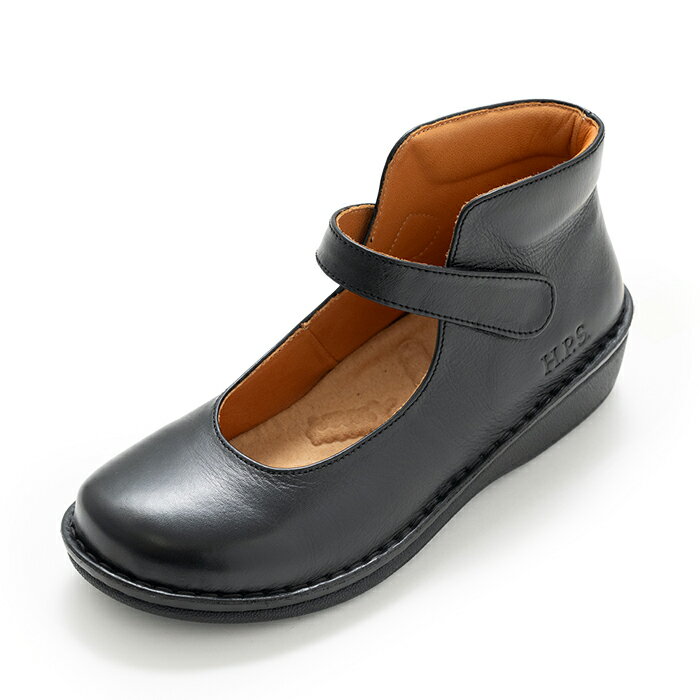 HPS hps エッチ・ピー・エス 外反母趾 健康靴 No.60513 ハイカットストラップシューズ（ブラック) おしゃれ 靴 おすすめ 楽な靴 足に優しい 歩きやすい 足ツボ 疲れない インソール 本革 コンフォートシューズ 痛くない 婦人靴 疲れにくい