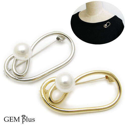 ブローチ レディース パール フレーム シンプル ピン 真珠 ラペルピン ラベルピン タックピン KS55011【GEM plus】【メンズ】【結婚式】