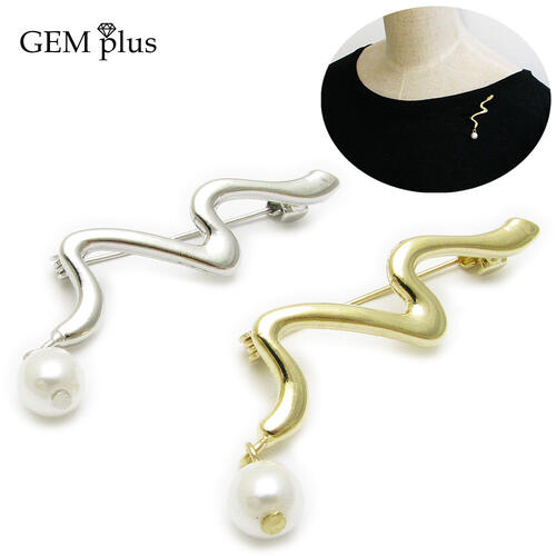 ブローチ レディース パール 揺れる ライン シンプル ピン 真珠 ラペルピン ラベルピン タックピン KS55012【GEM plus】【メンズ】【結婚式】