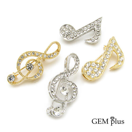 ブローチ ト音記号 音符 音楽 バッチ 安全ピンタイプ KS49030【GEM plus】【メンズ】【結婚式】【レディース】