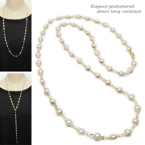 ネックレス レディース ロングチェーンネックレス パール 真珠 3WAY ゴールドカラー CHN10050【ペンダント】