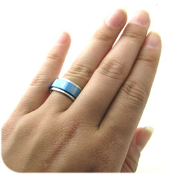 リング 指輪 輝くBLUEブルー ローマ数字のコラボ ステンレスリングKR400【ペアリング】【ステンレス】