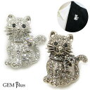 ブローチ 猫 ねこ ネコ レディース メンズ 結婚式 ラペルピン リボンGEM plus KS57003