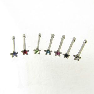 ボディピアス カラークリスタル付き 星型鼻ピアス20G NP-001【ボディーピアス】