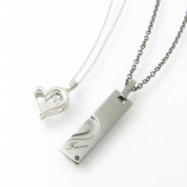 ペアネックレス close to me ペアシルバーネックレス ハート寄り添うふたり ダンシングストーンペアネックレス SN13-191 192【ペンダント】