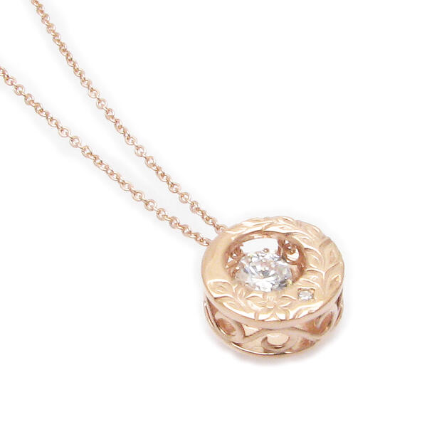 ネックレス レディース ハワイアンジュエリー シルバーネックレス close to me サークル プルメリア マイレの葉 ダンシングストーン ピンクゴールドコ...