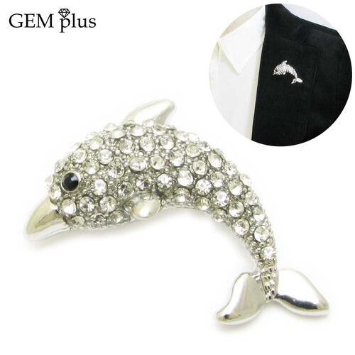 ブローチ レディース イルカ ドルフィン ピンブローチ ラペルピン メンズ 結婚式 CHS10122【GEM plus】