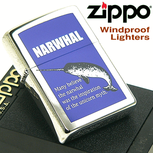 ◇訳あり品（アウトレット）　【ZIPPO】　ジッポー　「NARWHAL（イッカク）」 　ボトムコード：2000年2月製（B-2000XVI）　フリント式オイルライター
