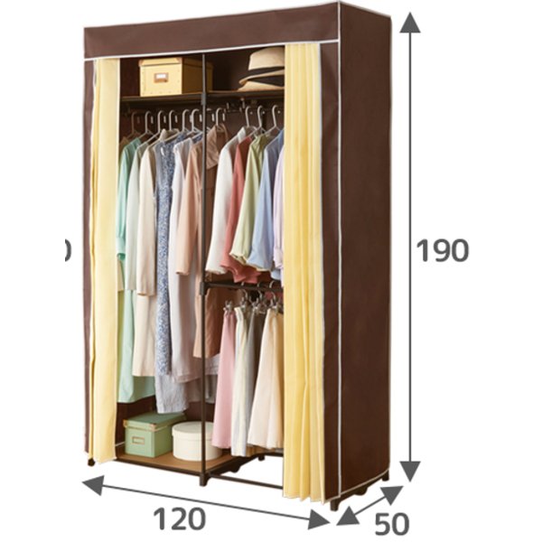 【送料無料】サイズが選べるカバー付クローゼットハンガー 幅120cm 組立式