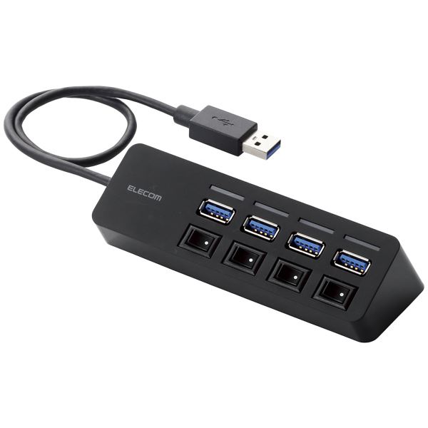 【送料無料】エレコム USB3.0ハブ/個別スイッチ付き/マグネット付き/バスパワー/4ポート/ブラック U3H-S418BBK AV・デジモノ パソコン・周辺機器 ハブ レビュー投稿で次回使える2000円クーポン全員にプレゼント