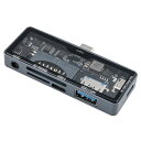 【送料無料】Digio2 USB3.2Gen1 Type-C スケルトン 2ポートハブ PD対応 3.5mm/4極付 COM-C3SD163GY