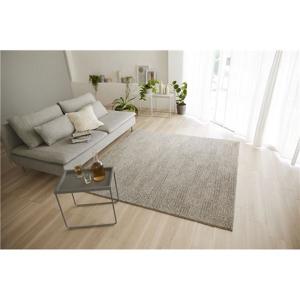 ラグ マット 絨毯 約幅190×長さ190cm アイボリー 無地 洗える 日本製 防ダニ 滑り止め加工 ホットカーペット対応 スミノエ ソル【代引不可】